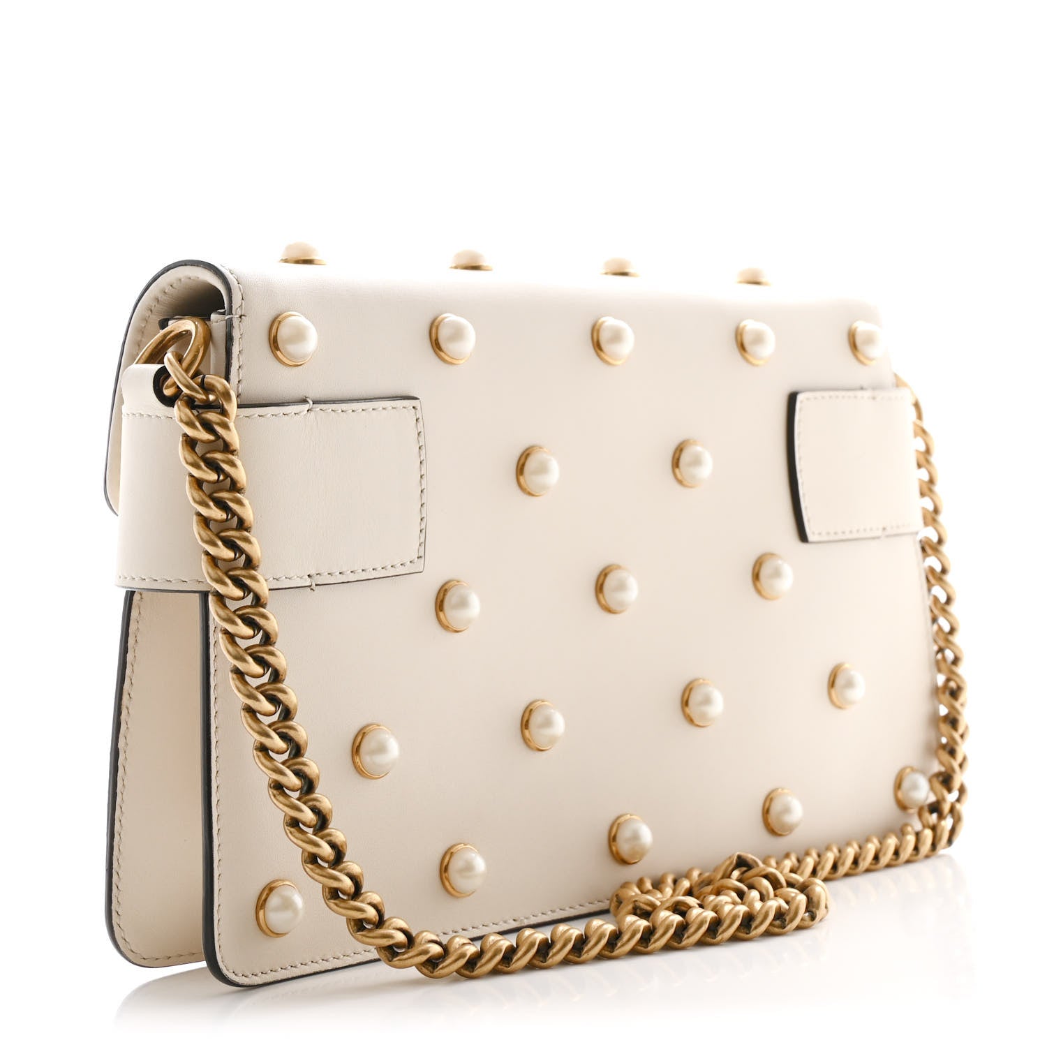 Gucci Nappa Pearl Studded Mini Queen Margaret Broadway Shoulder Bag Mystic White 3 of 10