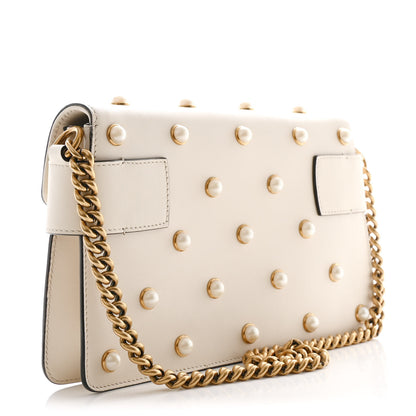 Gucci Nappa Pearl Studded Mini Queen Margaret Broadway Shoulder Bag Mystic White 3 of 10