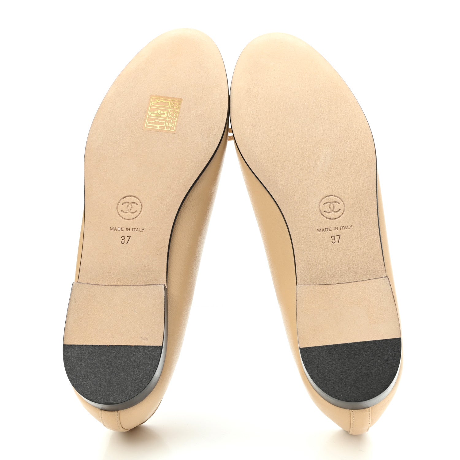 Chanel Lambskin Cap Toe Ballerina Flats 37 Beige Black 5 of 9