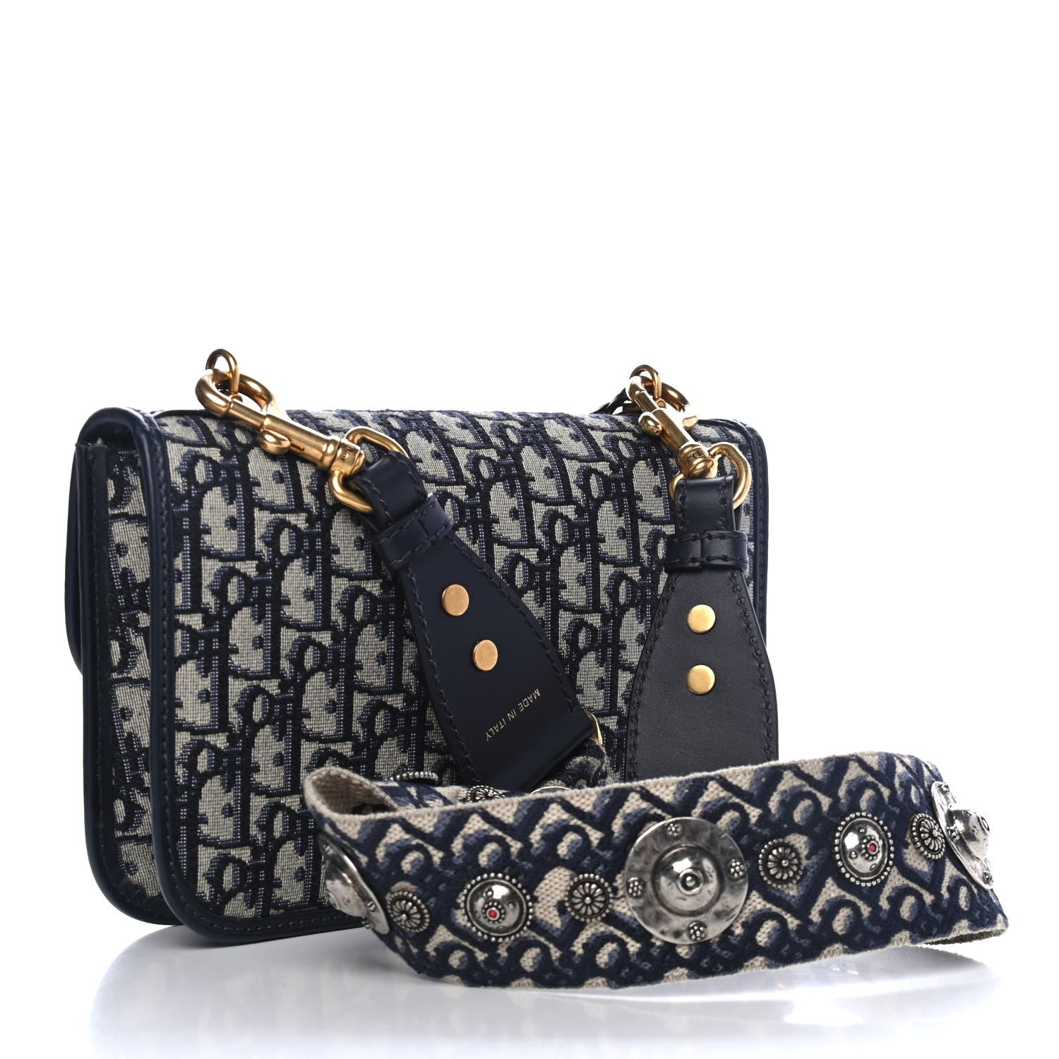 Christian Dior Oblique DiorAddict Flap Bag Navy Blue 2 of 4