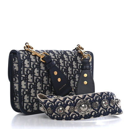 Christian Dior Oblique DiorAddict Flap Bag Navy Blue 2 of 4