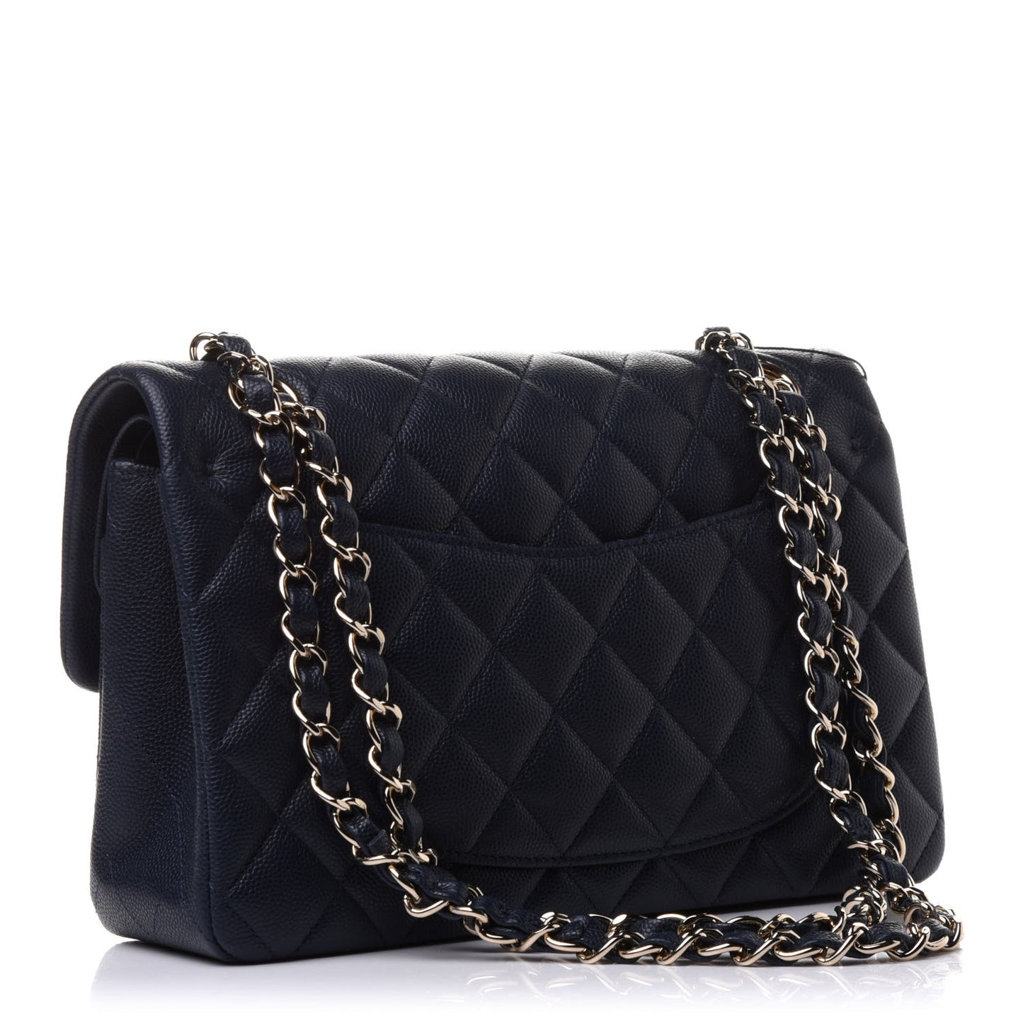 Caviar Quilted Small Double Flap Navy