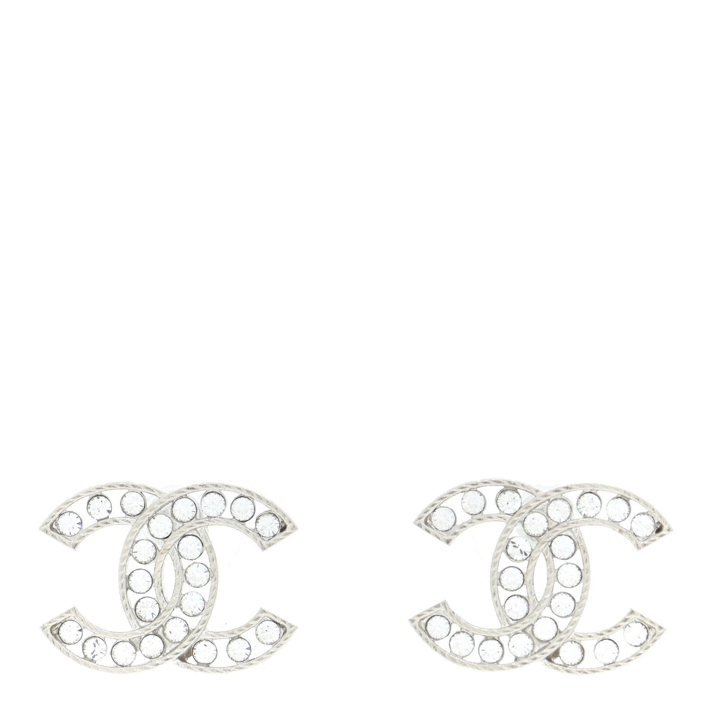 Crystal CC Chain Earrings Silver