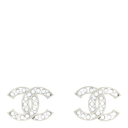 Chanel Crystal CC Chain Earrings Silver 1 of 5