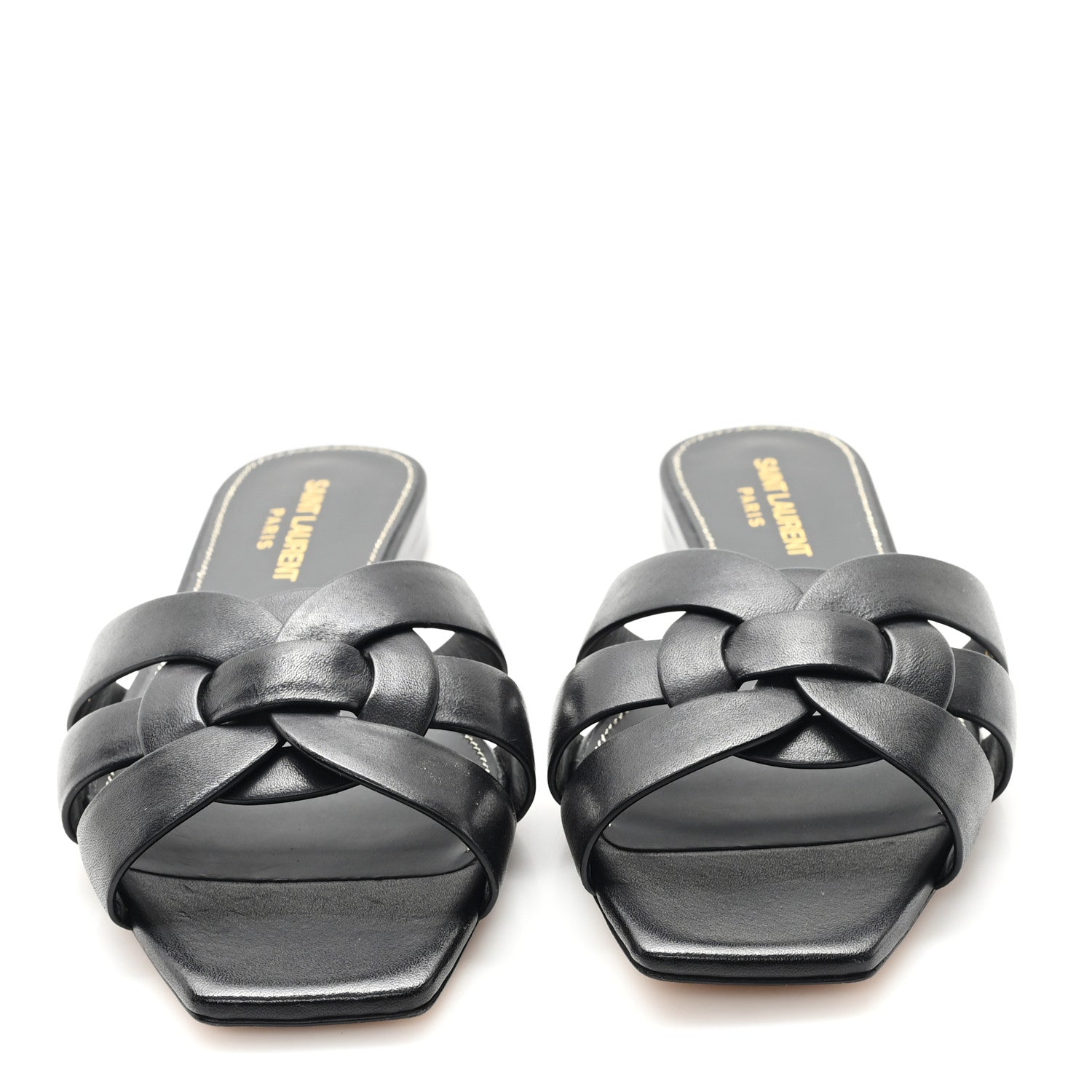 Saint Laurent Calfskin Tribute 05 Slide Sandals 36.5 Black 2 of 11