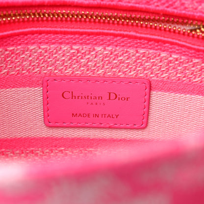 Christian Dior Canvas Toile De Jouy Reverse Embroidered Medium Lady D-Lite Fluorescent Pink 6 of 9