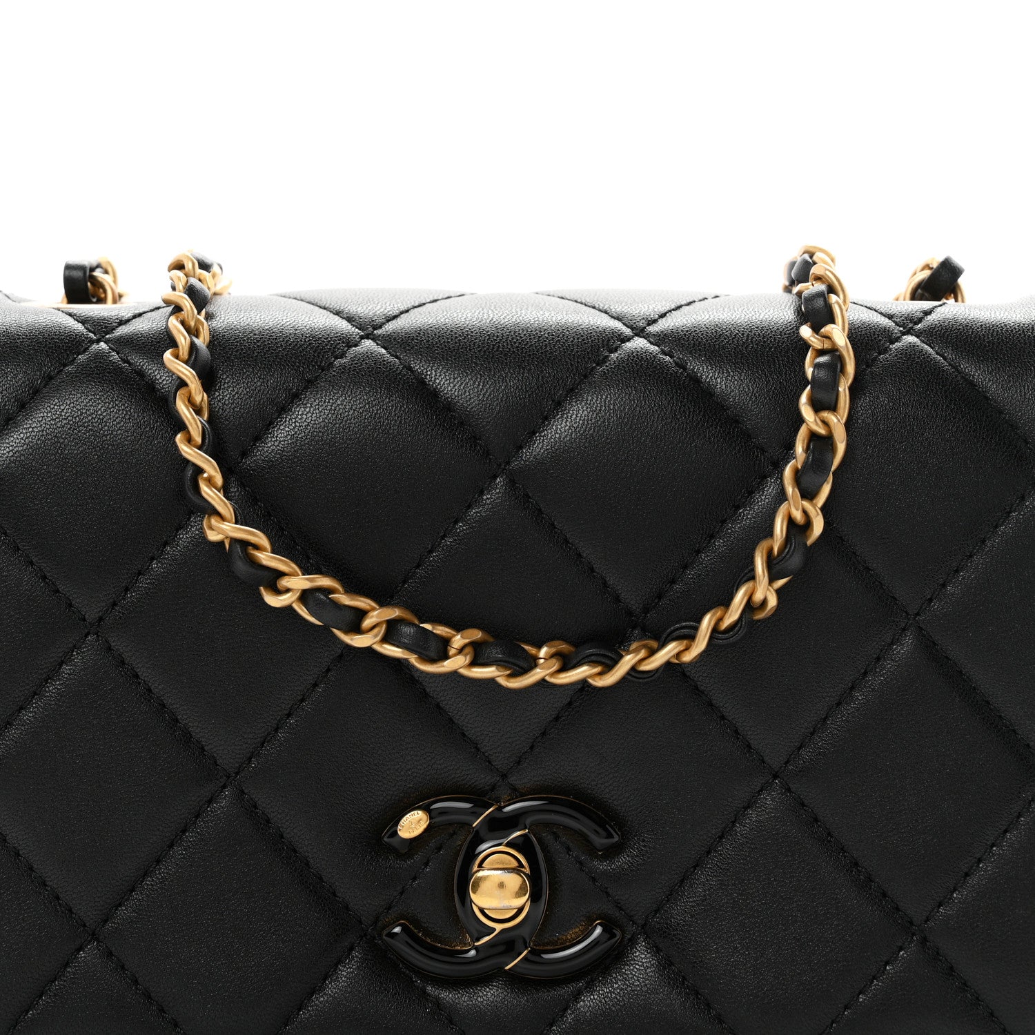 Chanel Shiny Lambskin Quilted Enamel CC Mini Flap Black 8 of 11