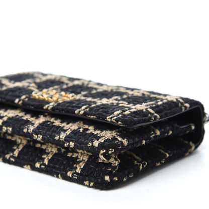 Chanel Tweed Quilted Chanel 19 Wallet On Chain WOC Black Beige 7 of 12
