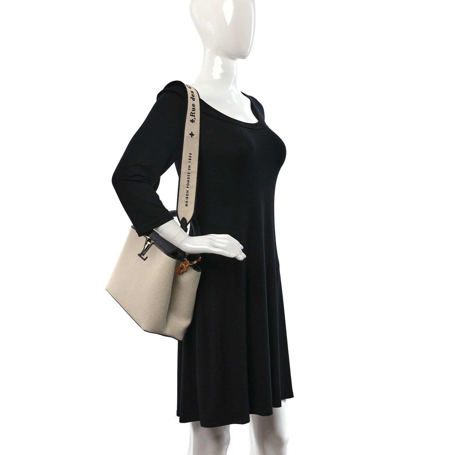 Louis Vuitton Canvas Taurillon Capucines MM Black 2 of 8
