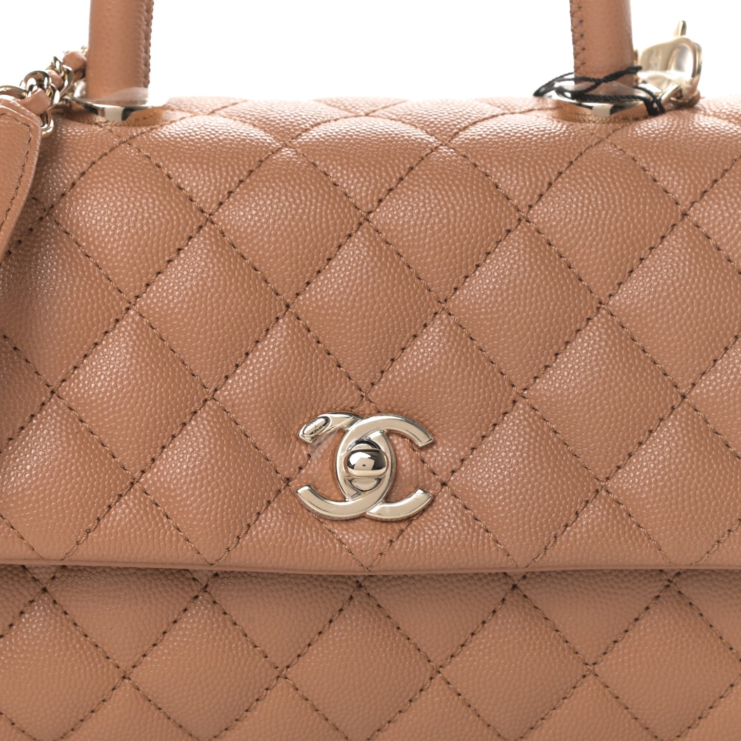 Caviar Quilted Mini Coco Handle Flap Brown