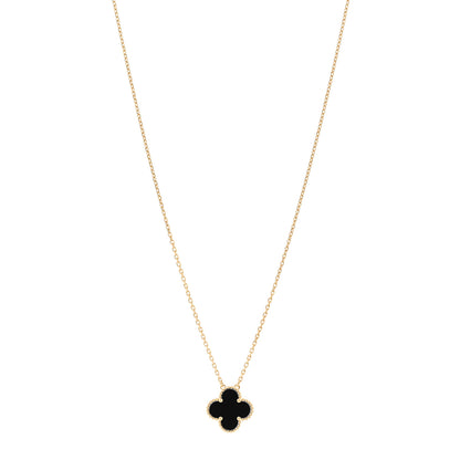 Van Cleef & Arpels 18K Yellow Gold Black Onyx Vintage Alhambra Pendant Necklace 1 of 5