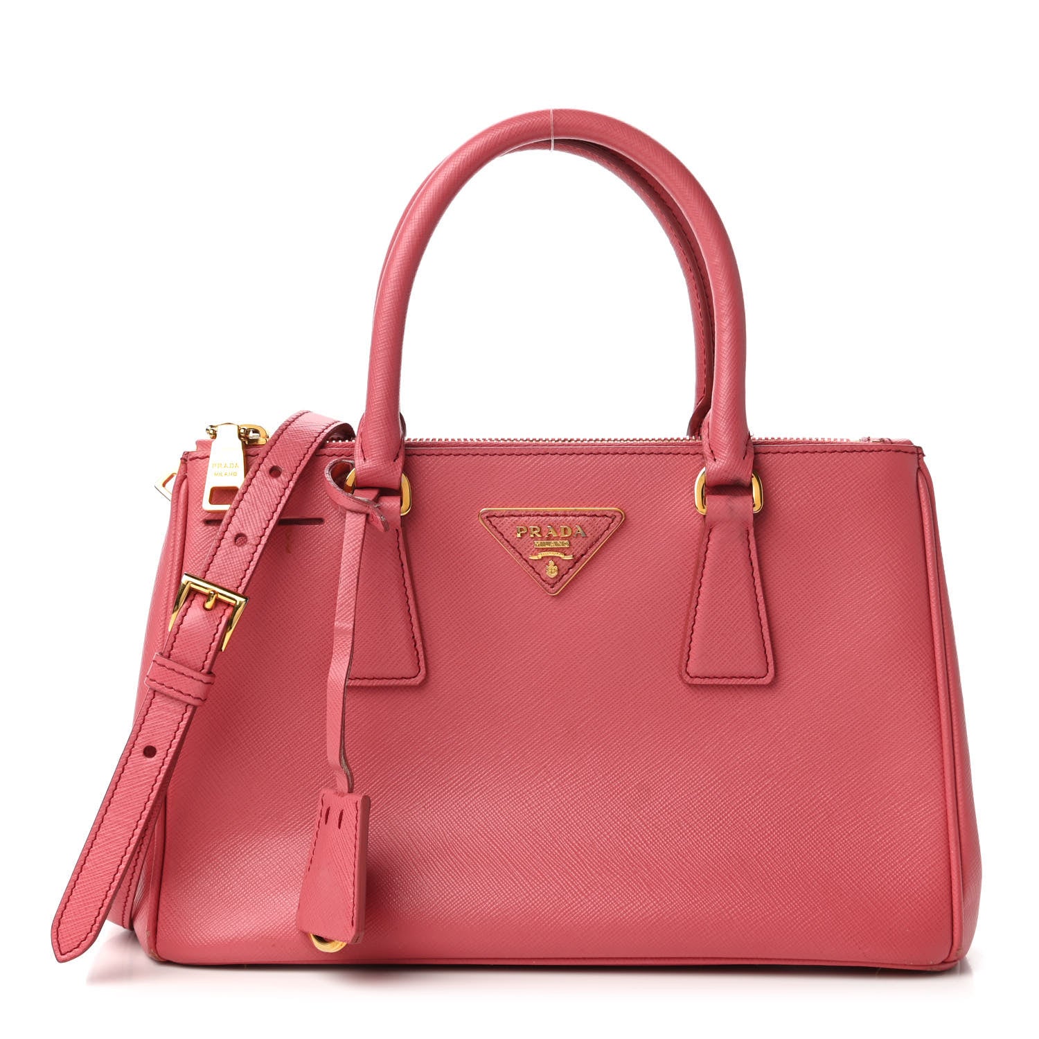 Prada Saffiano Mini Galleria Double Zip Tote Peonia 1 of 10