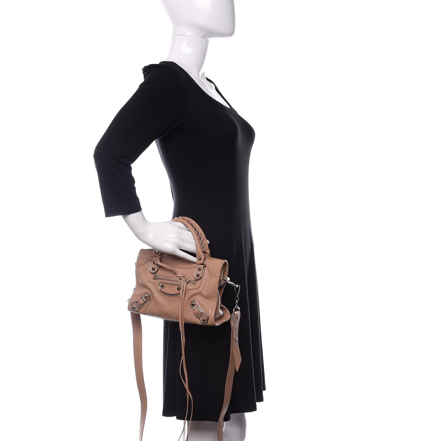 Shiny Goatskin Silver Metallic Edge Hardware Mini City Rose Des Sables