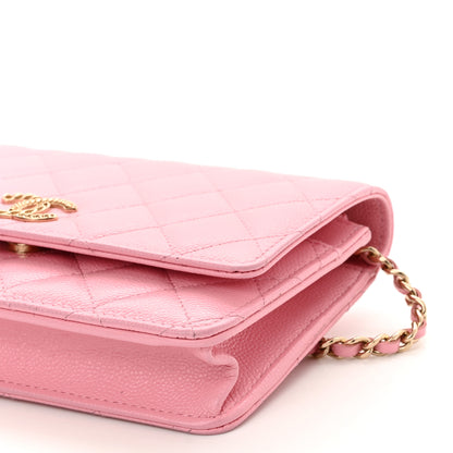 Chanel Caviar Quilted Chain CC Wallet On Chain WOC Pink 11 of 12
