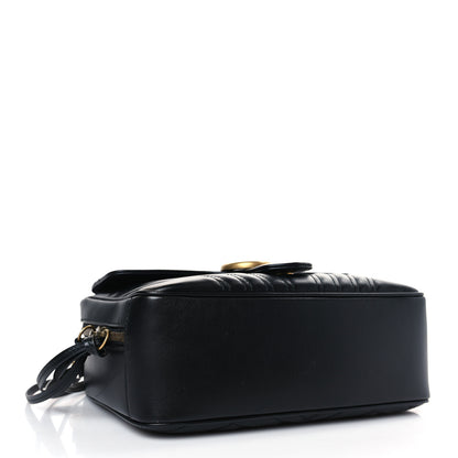 Gucci Calfskin Matelasse Sylvie Web Small GG Marmont Top Handle Shoulder Bag Black 4 of 9
