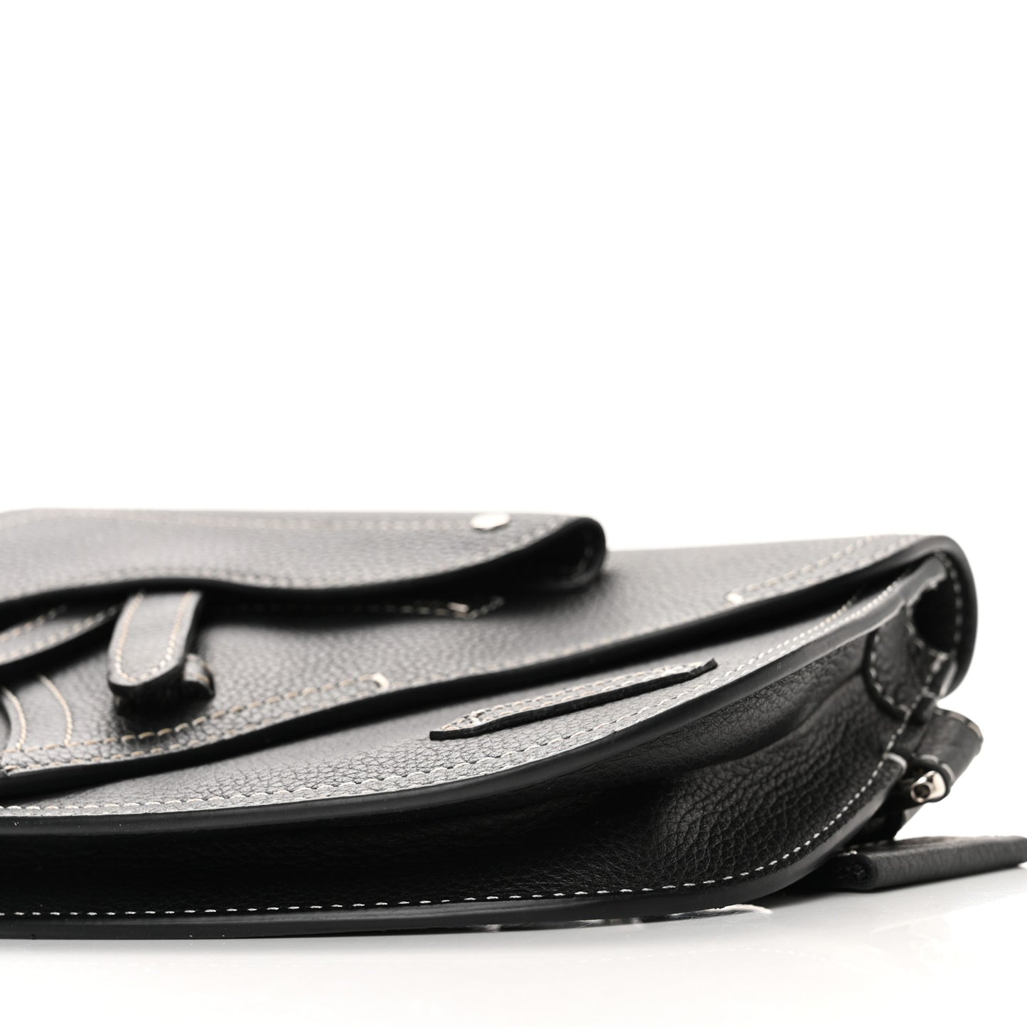 X KAWS Grained Calfskin Saddle Pouch Black