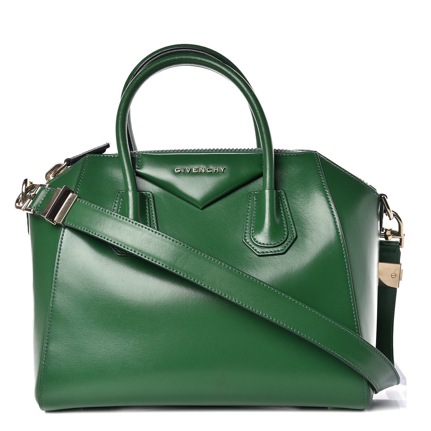 Shiny Lord Calfskin Small Antigona Emerald