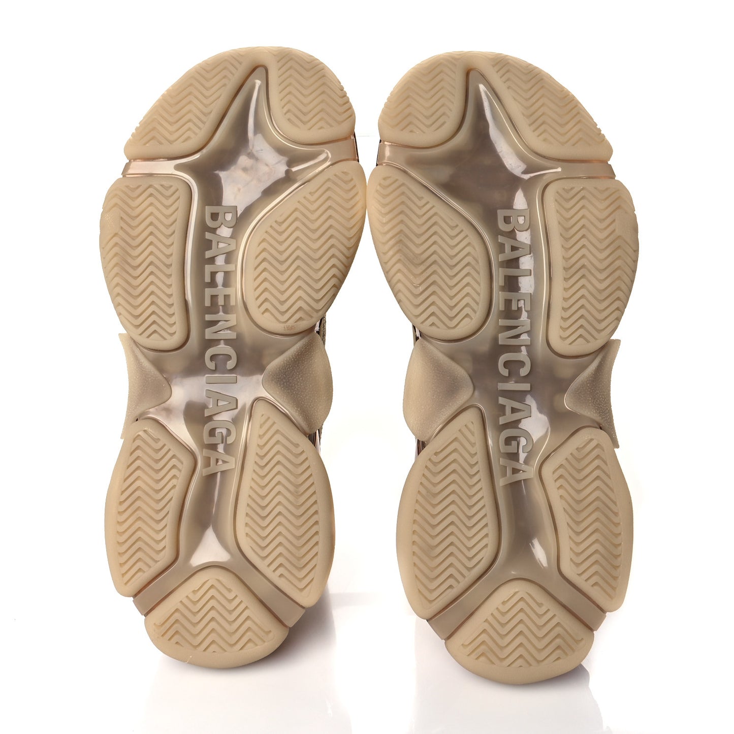 Fabric Mesh Clear Sole Womens Triple S Sneakers 39 Beige