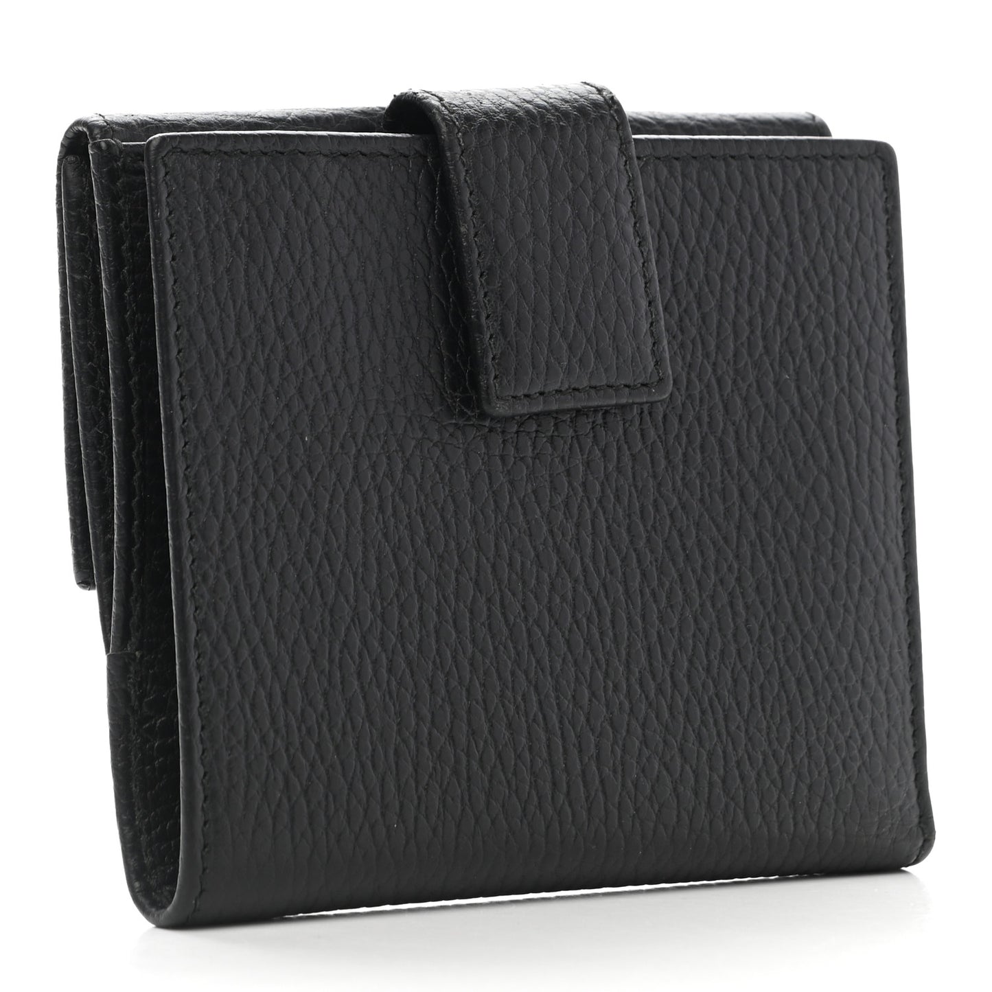 Dollar Calfskin Double G French Flap Wallet Black
