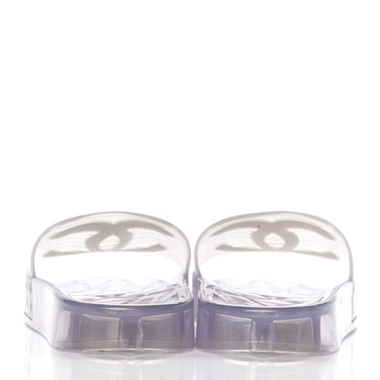 Chanel PVC Transparent CC Flat Slide Sandals 41 White 6 of 10