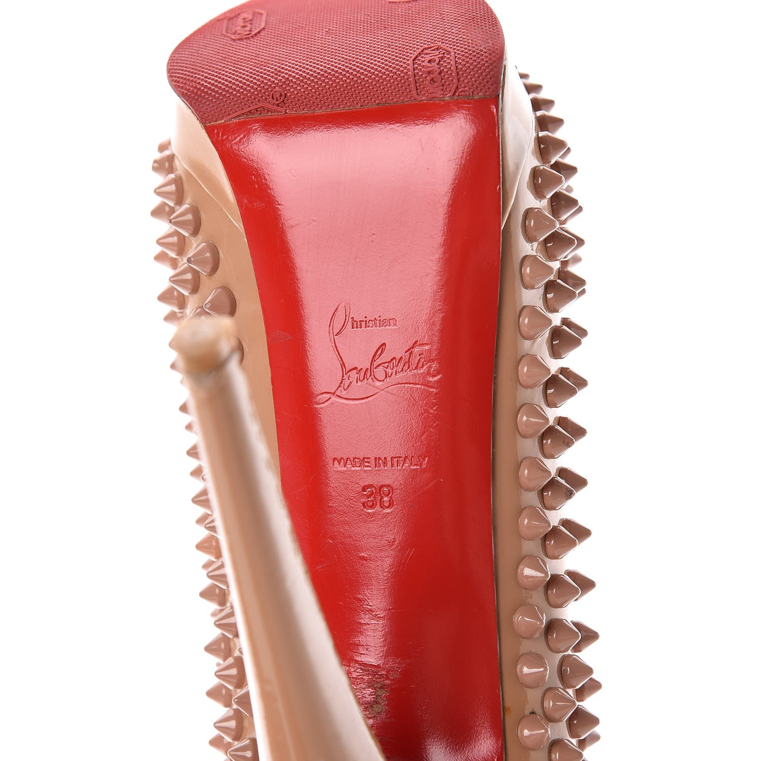 Christian Louboutin Patent Alti Spikes 140 Pumps 38 Nude 8 of 26
