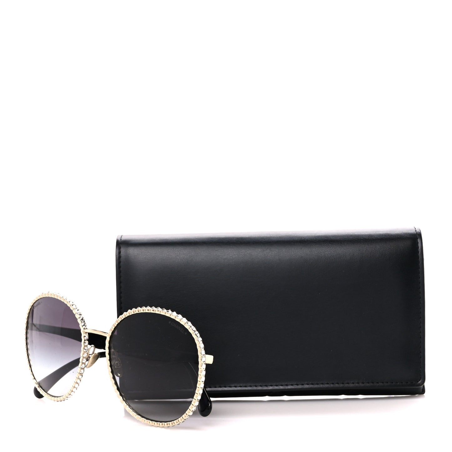 Metal Strass Round Sunglasses 71430 Gold