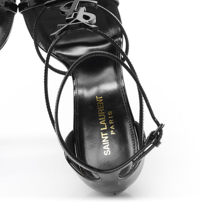 Saint Laurent Patent Cassandra 100 Ankle Strap Sandals 40.5 Black 7 of 10