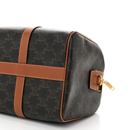 Celine Triomphe Canvas Calfskin Large Boston Bag Tan 10 of 10