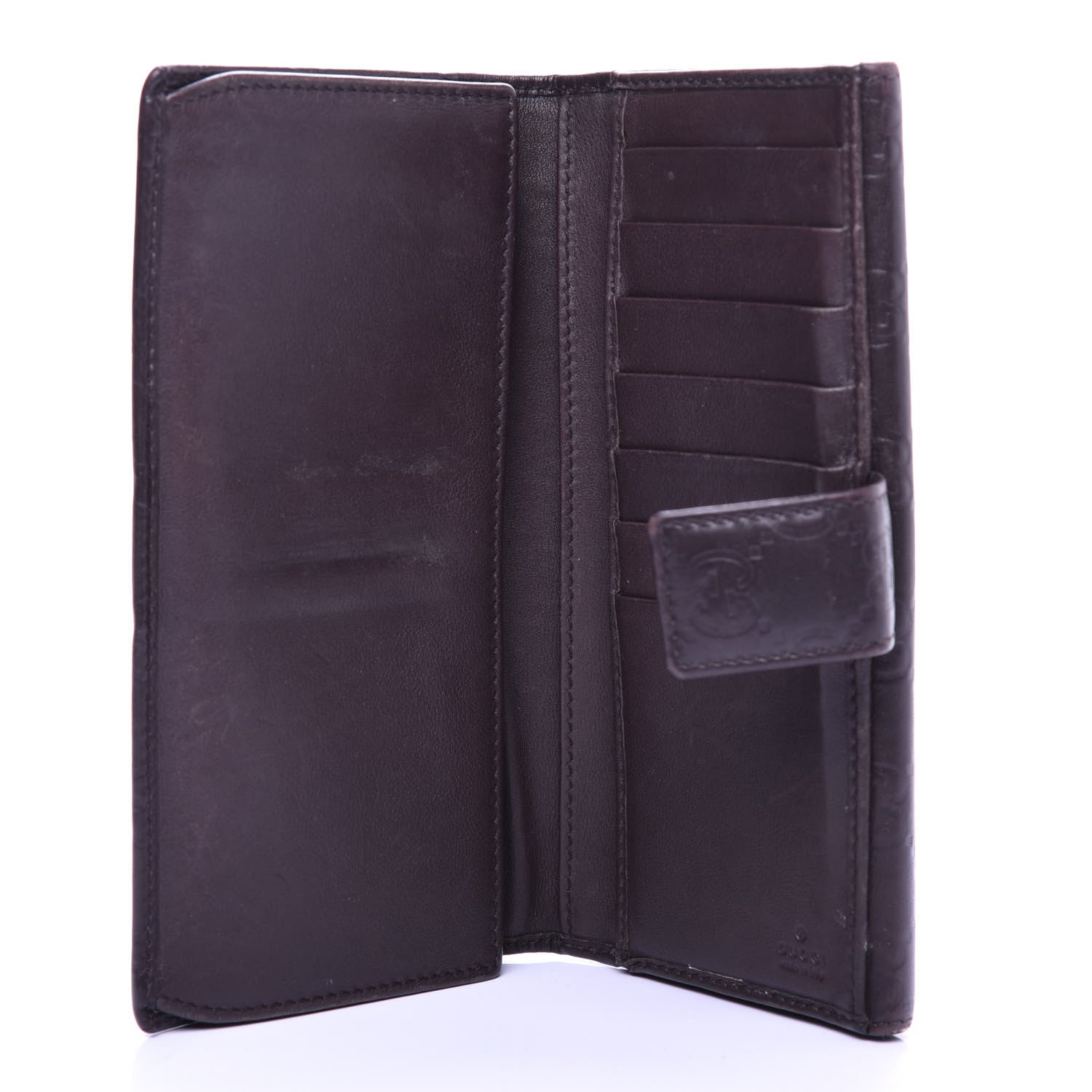 Gucci Guccissima Margaux Calfskin Metal Bar Continental Flap Wallet Chocolate 5 of 8