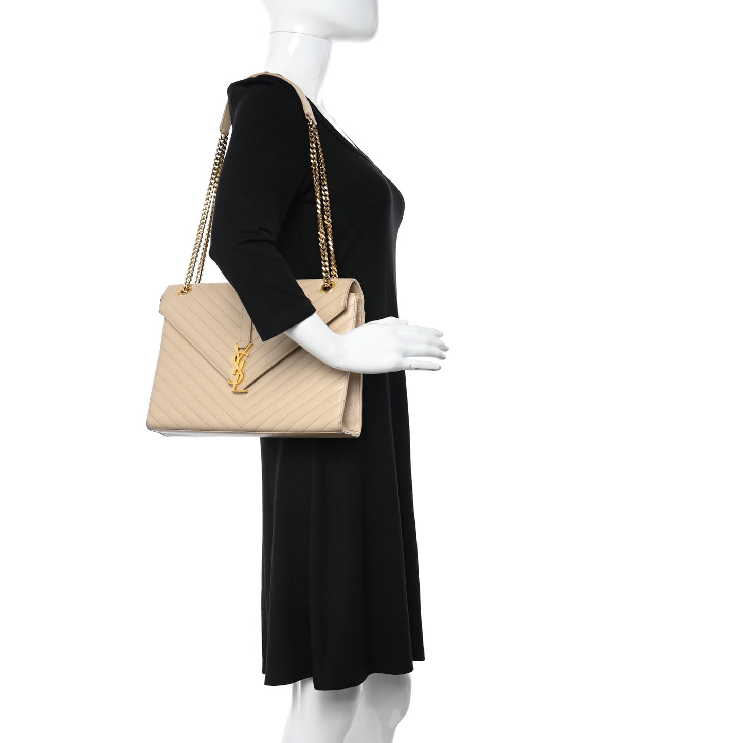 Grain De Poudre Matelasse Chevron Large Monogram Satchel Nude Powder