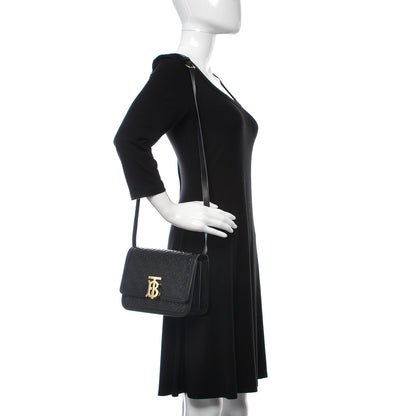 Burberry Calfskin Monogram Embossed Small TB Bag Black 2 of 9