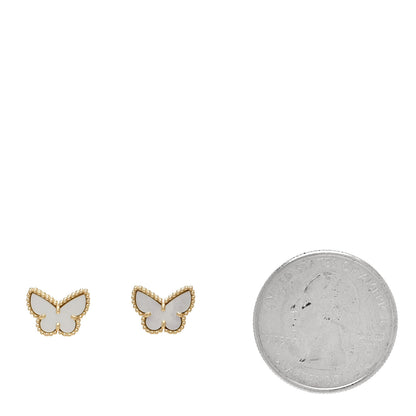 Van Cleef & Arpels 18K Yellow Gold Mother of Pearl Sweet Alhambra Butterfly Earrings 2 of 4