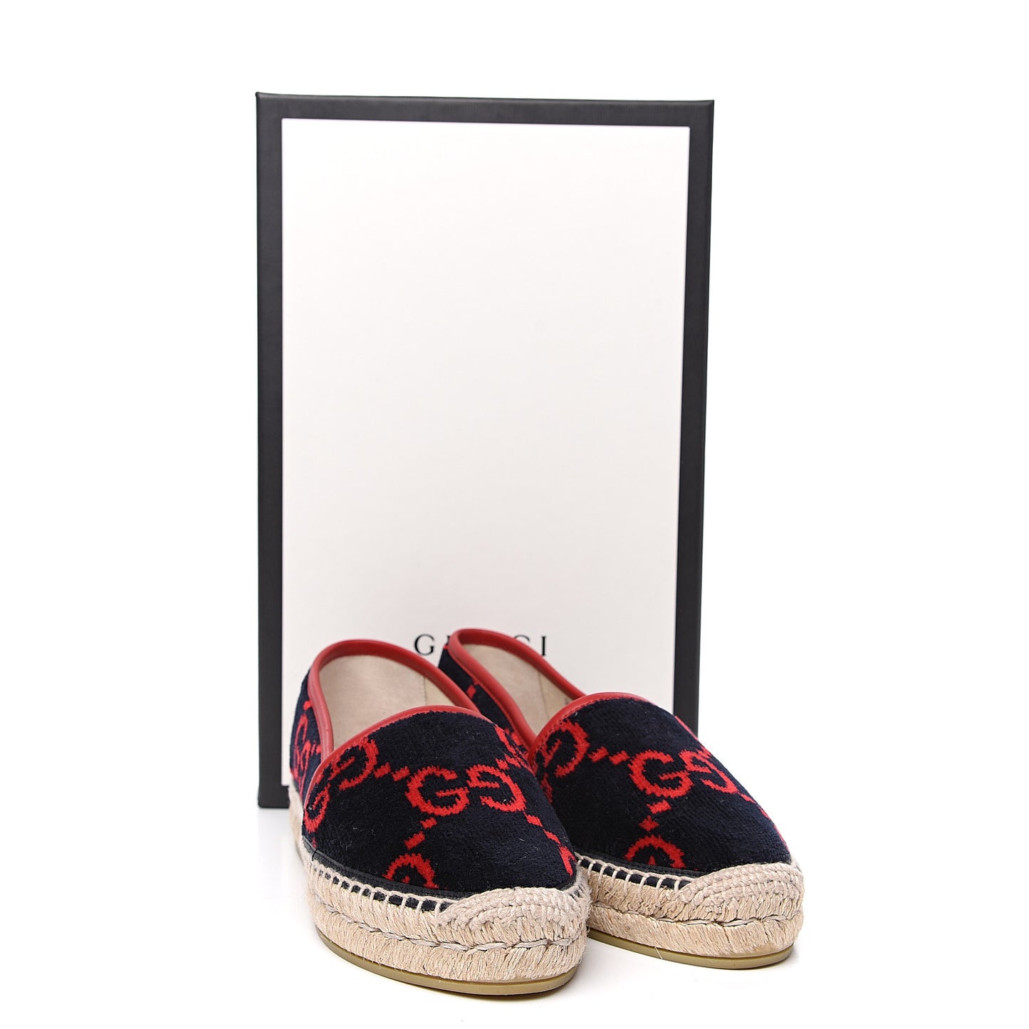 Terry Cloth GG Monogram Espadrilles 36.5 Blue Red