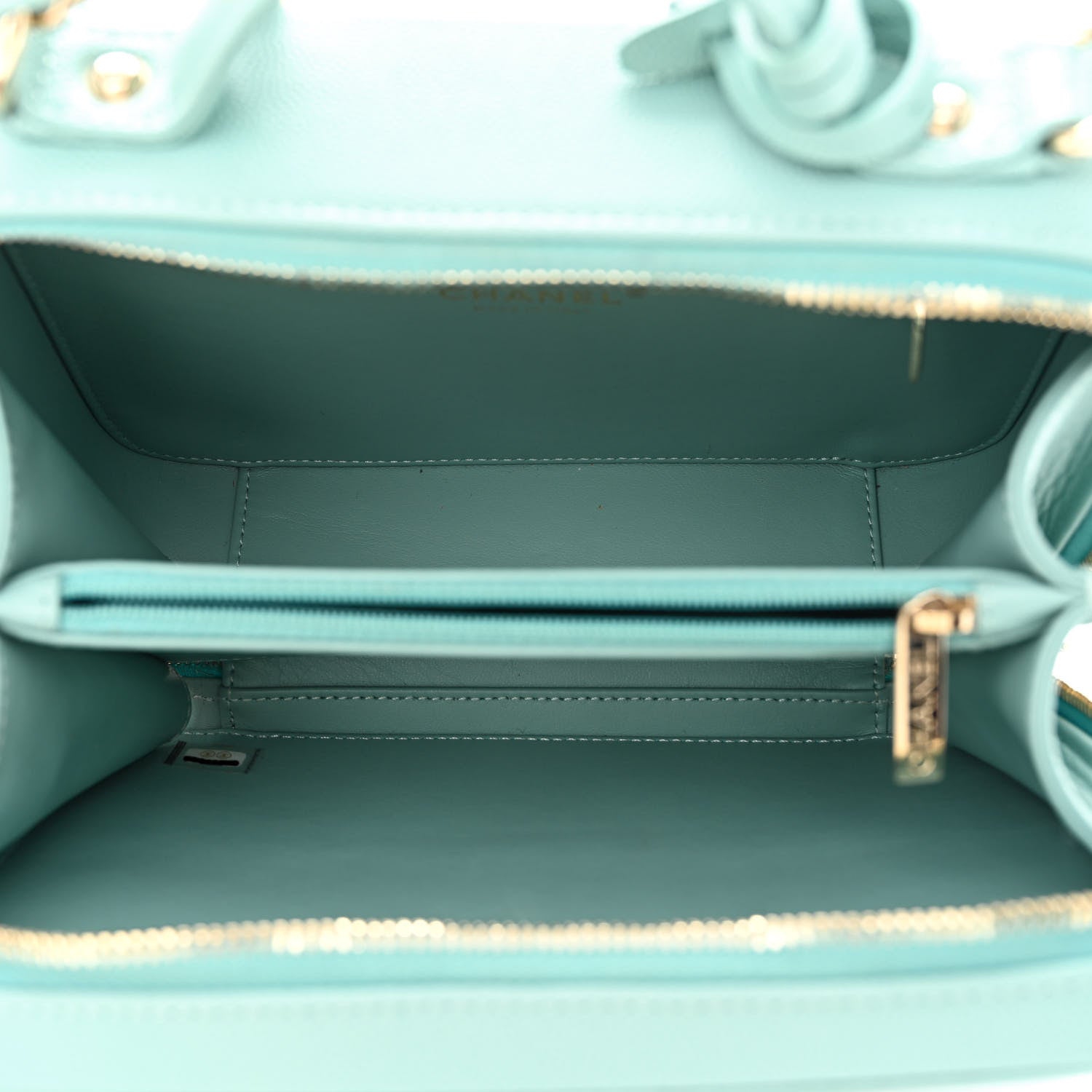 Chanel Caviar Quilted Medium CC Filigree Vanity Case Light Blue 5 of 11