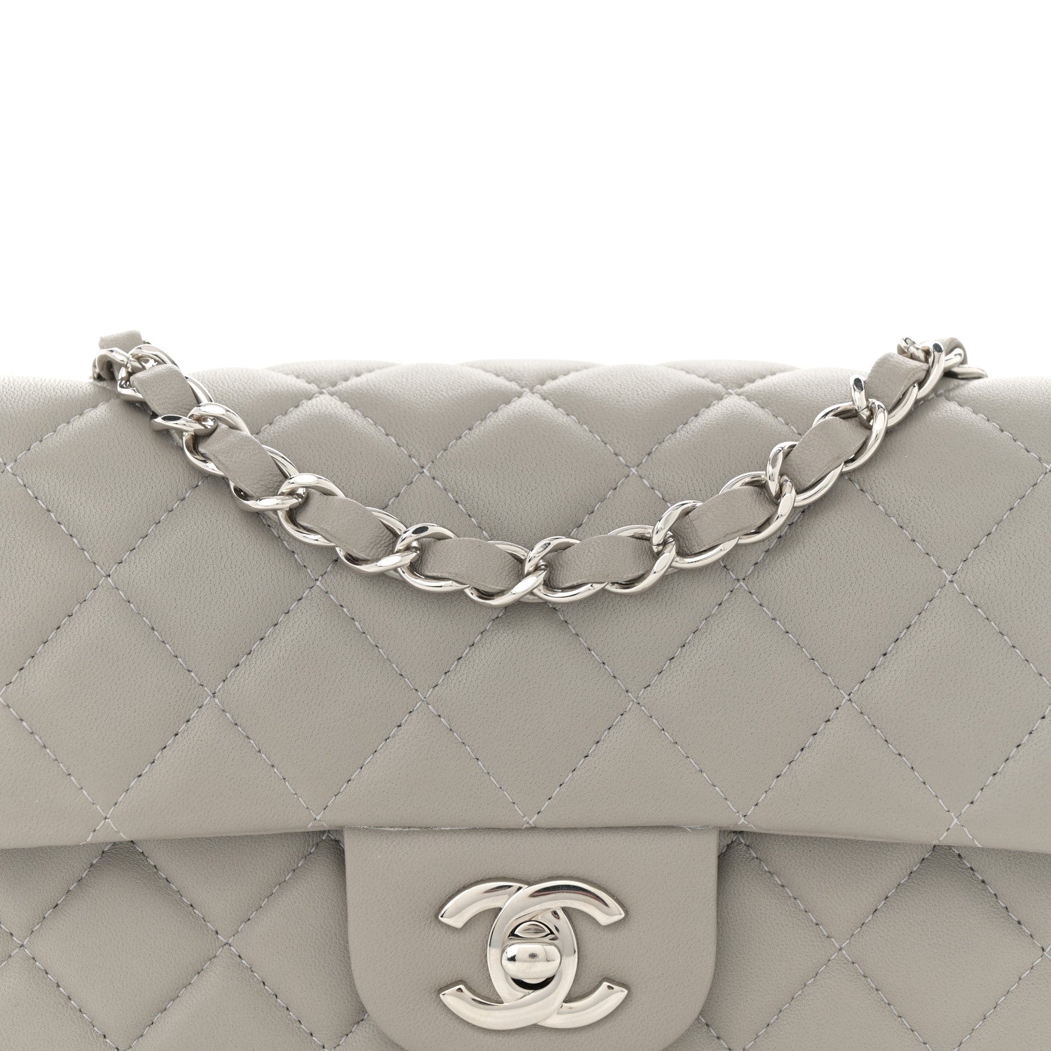 Chanel Lambskin Quilted Mini Rectangular Flap Grey 8 of 11