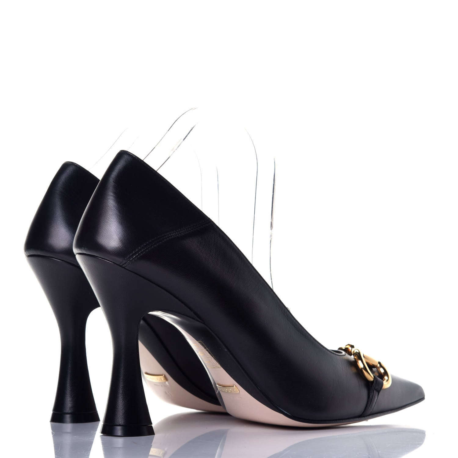 Gucci Malaga Kid Deva Horsebit Chain Embellished Pumps 41 Black 4 of 9