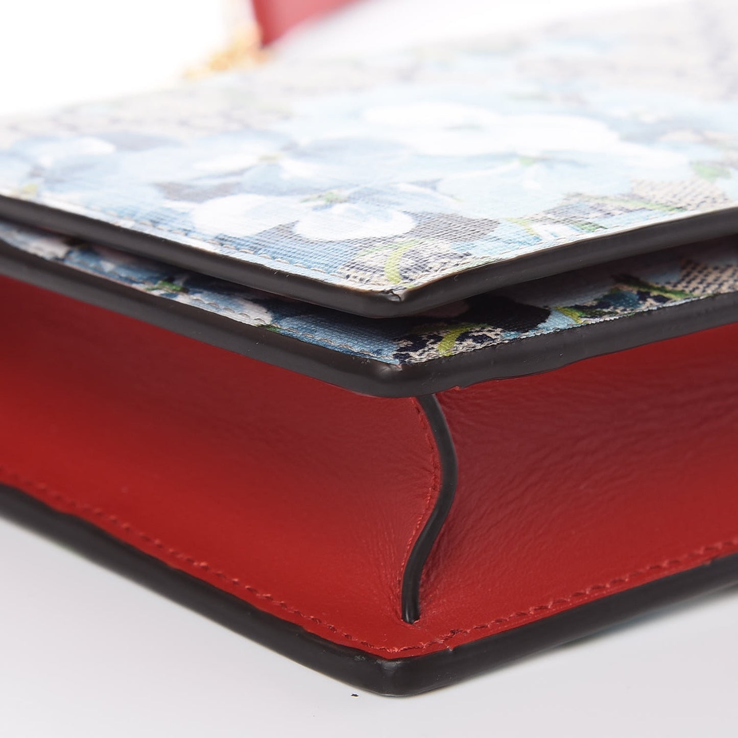 GG Supreme Monogram Blooms Chain Wallet Blue