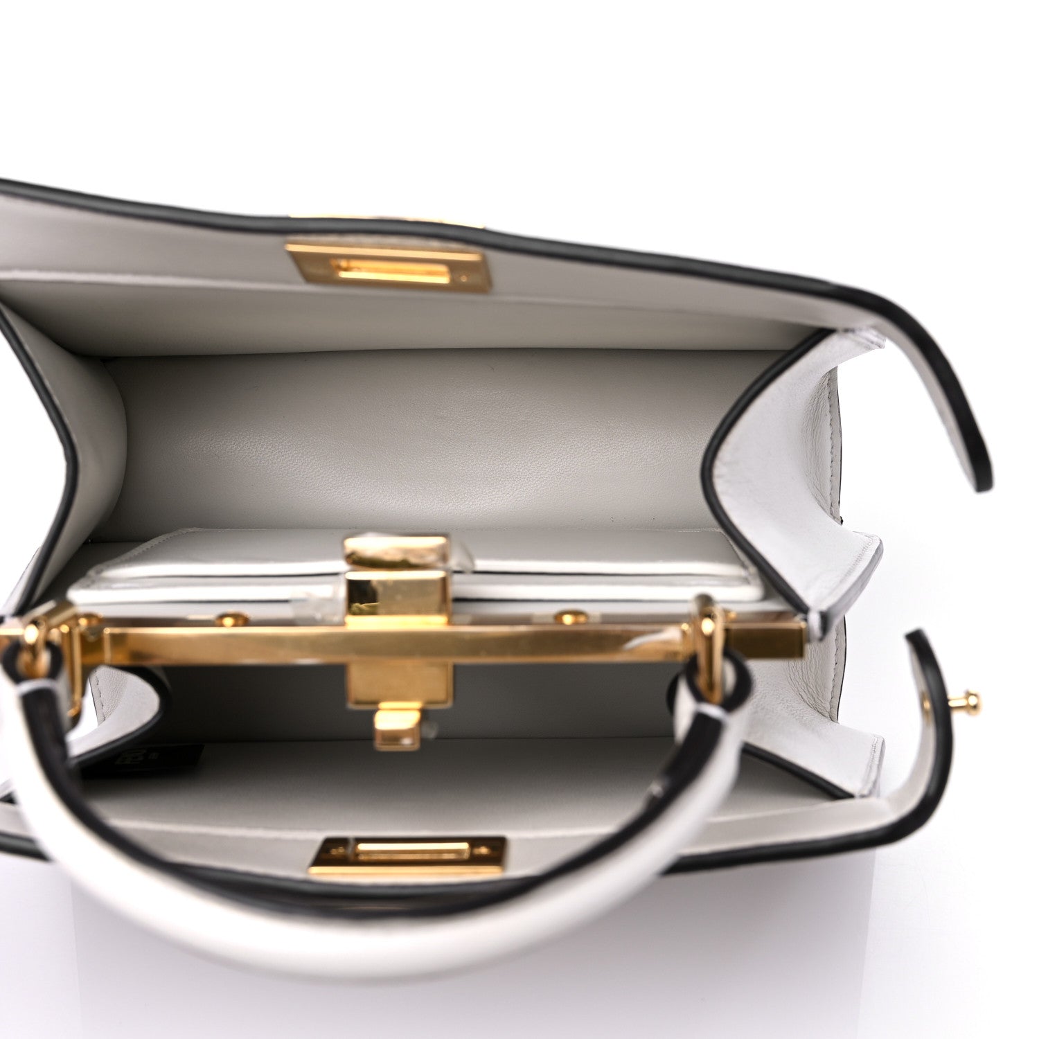 Fendi Shiny Nappa Petite Peekaboo I SEE U Satchel White 5 of 13