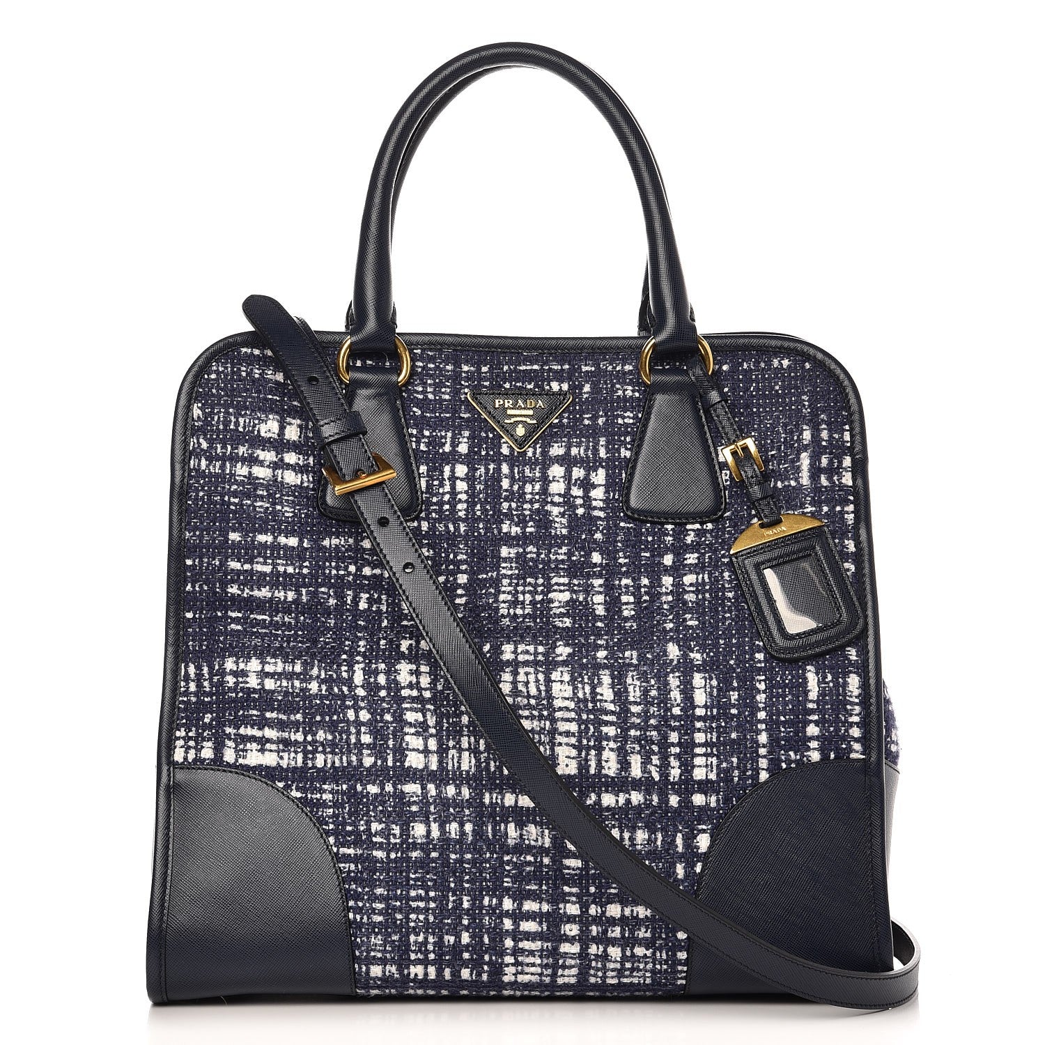 Prada Tela Tweed Saffiano Tote Bag Inchiostro 1 of 9