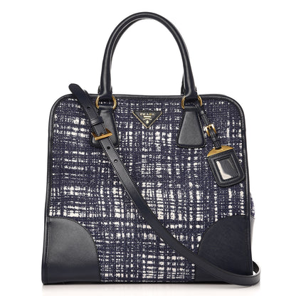 Prada Tela Tweed Saffiano Tote Bag Inchiostro 1 of 9