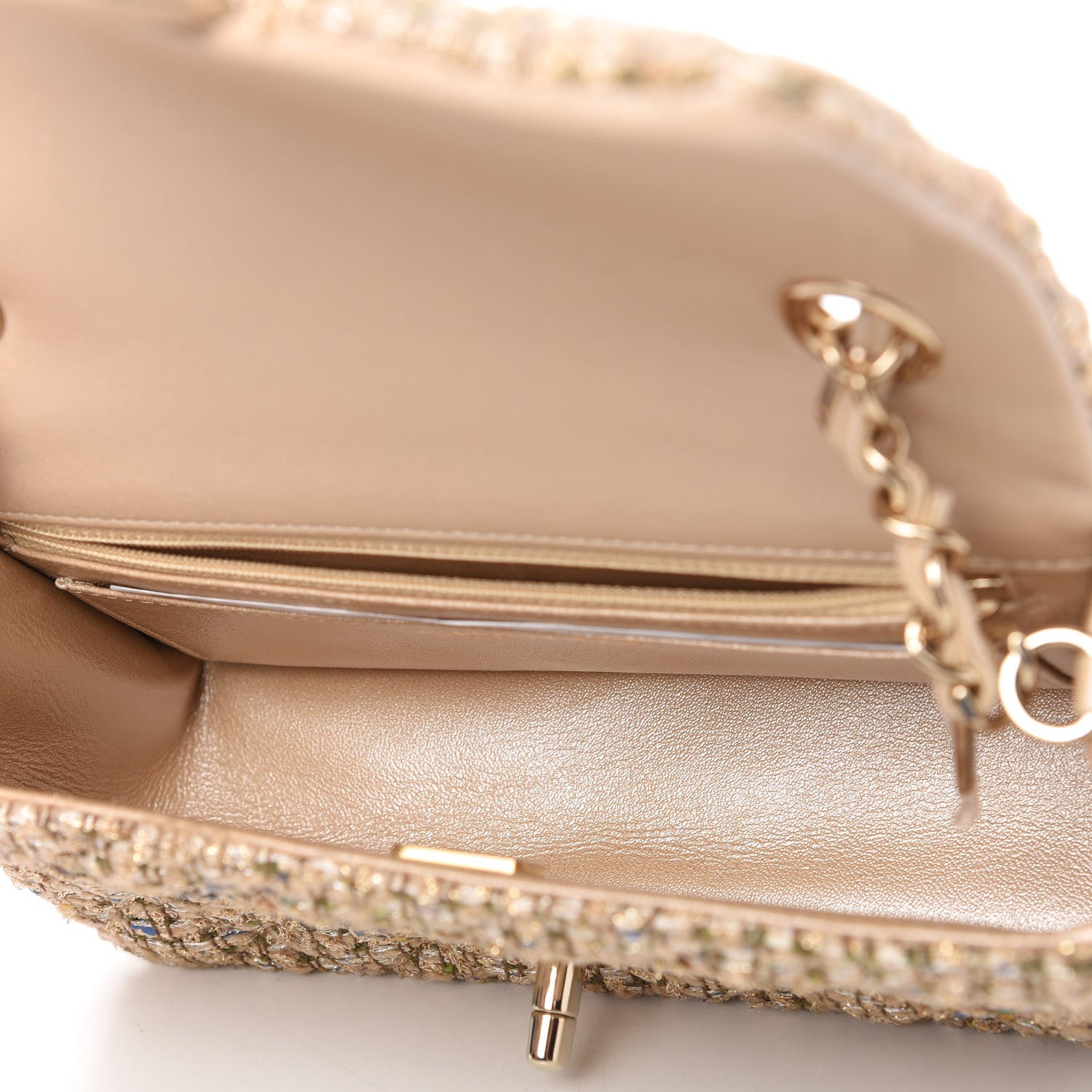 Chanel Tweed Quilted Mini Rectangular Flap Beige 5 of 11