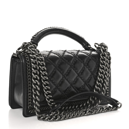 Chanel Calfskin Quilted Medium Top Handle Boy Flap Black 3 of 13