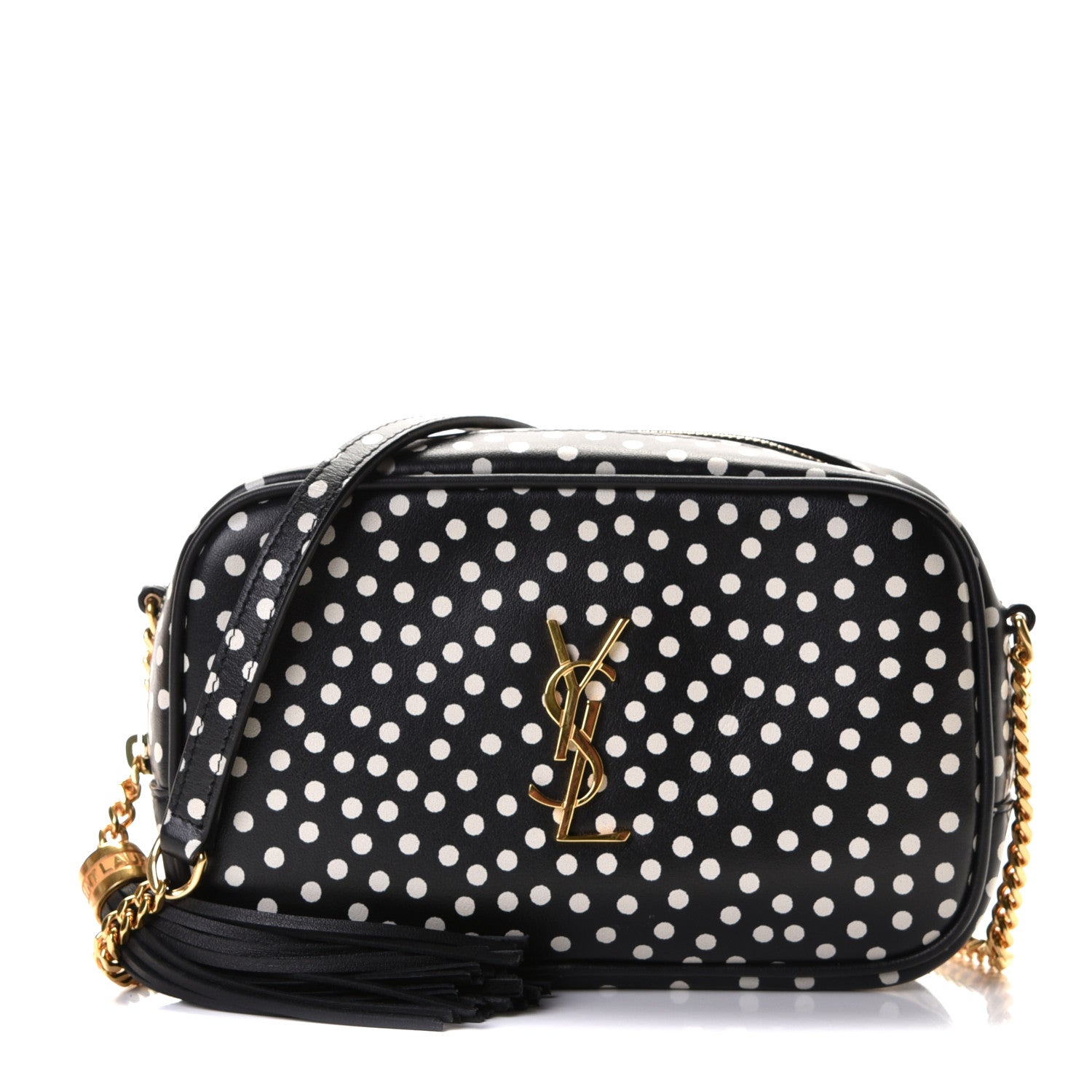 Saint Laurent Calfskin Printed Polka Dot Mini Lou Camera Bag Black Crema Soft 1 of 8