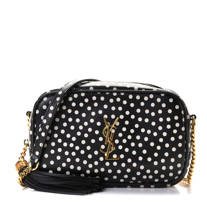 Saint Laurent Calfskin Printed Polka Dot Mini Lou Camera Bag Black Crema Soft 1 of 8