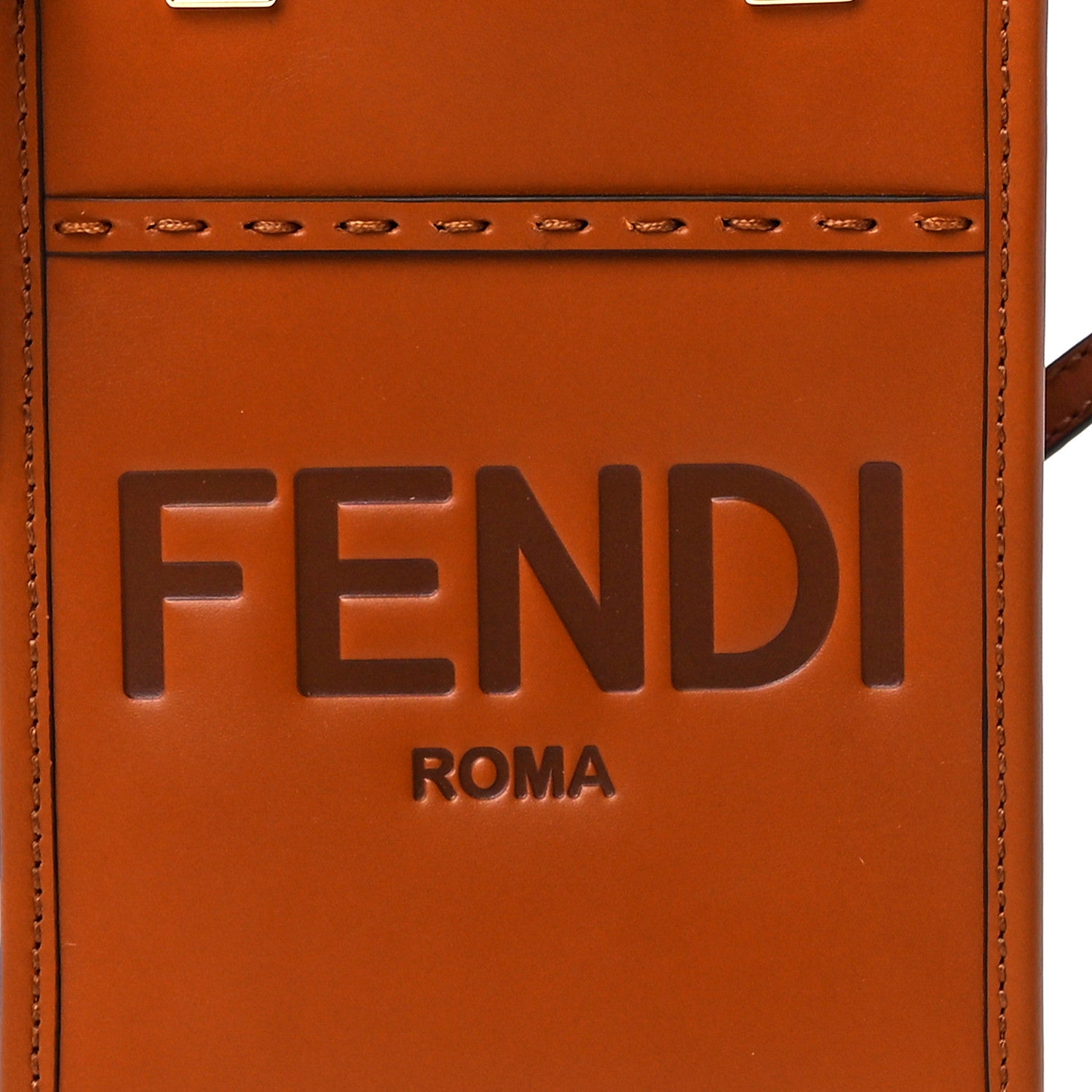Fendi Vitello King Plexiglass Logo Embossed Mini Fendi Sunshine Shopper Tote Cuoio 7 of 10