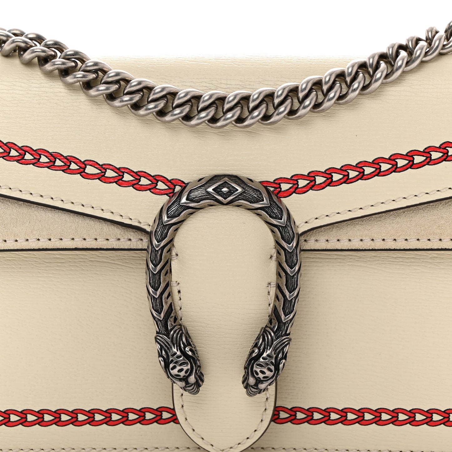 Textured Calfskin Lunar New Year Small Dionysus Shoulder Bag Mystic White Red