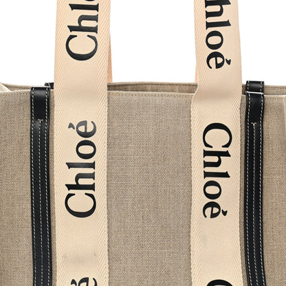 Chloe Linen Calfskin Medium Woody Ribbon Tote White Blue 8 of 13