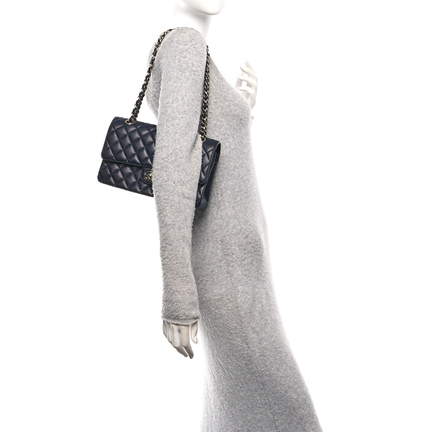 Chanel Caviar Quilted Medium Double Flap Navy 2 of 12