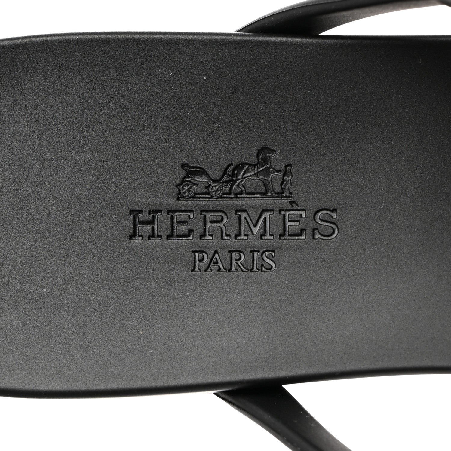 Hermes Rubber Womens Egerie Sandals 36 Black 7 of 9