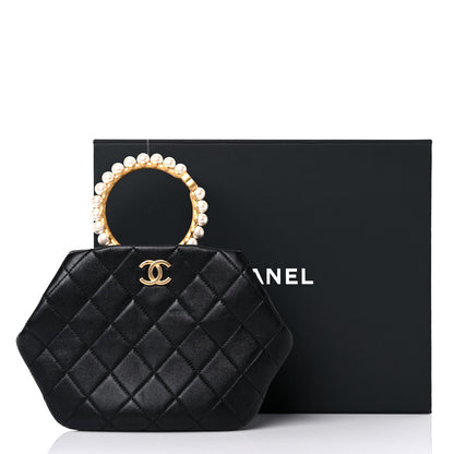 Chanel Lambskin Quilted Pearl Crown Clutch Bag Black 13 of 13